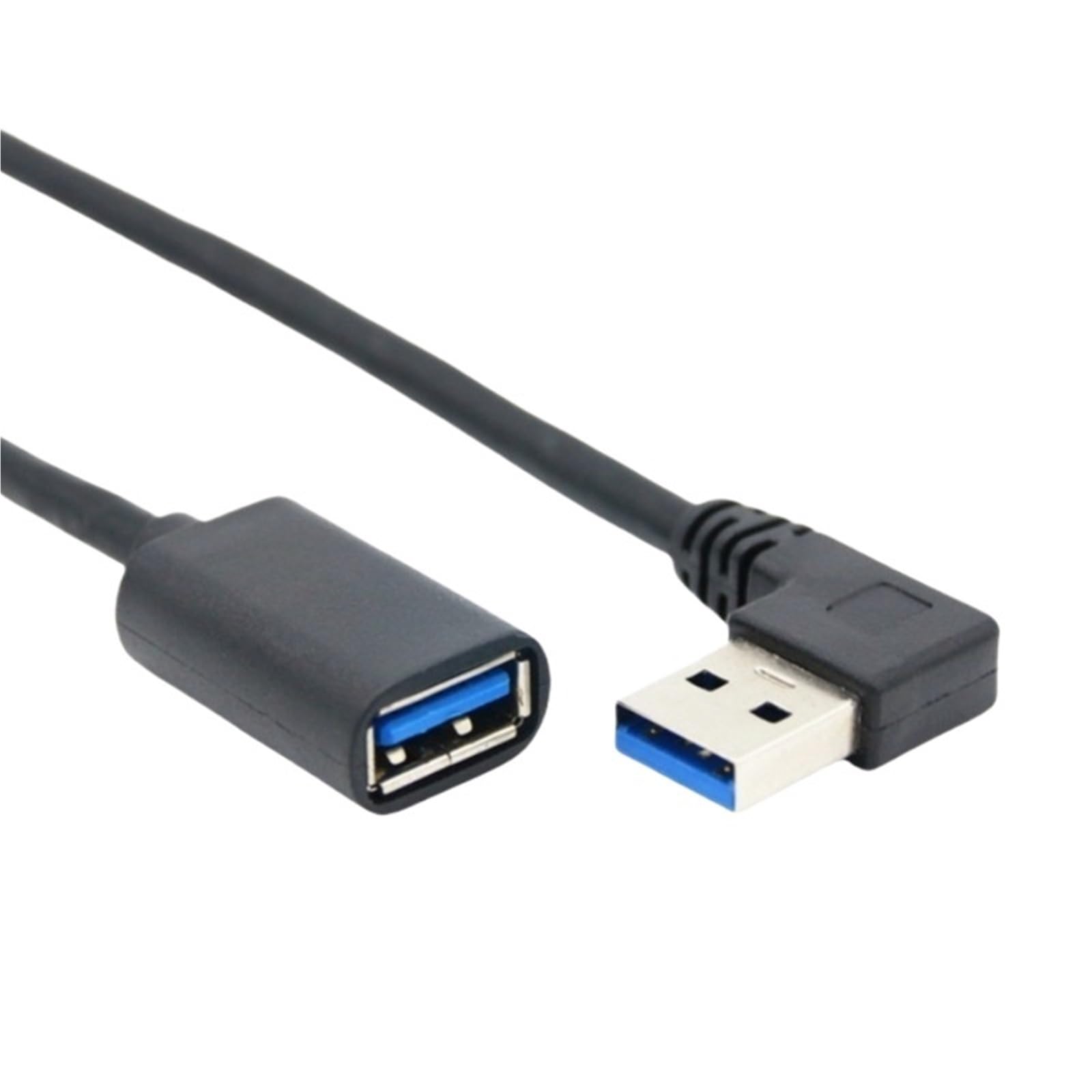 5psc USB 2.0 A Male to Female 90 Angled Extension Adaptor Cable USB2.0 Male to Female Right Left Down up Black Cable(Right Bend USB3.0,1m)