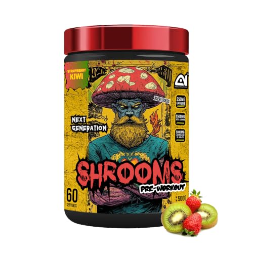 Image of Absolute Nutrition SHROOMS Pre Workout Powder (60 Servings, 500g) | With Beta Alanine, L-Citrulline DL-Malate 2:1, Cocoa Bean Extract & Bitter Orange | (Strawberry Kiwi)