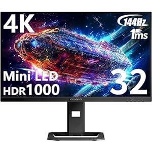 INNOCN 32″ Mini LED 4K 144Hz 3840 x 2160P Computer Gaming Monitor 1ms IPS HDR1000 HDMI 2.1 Monitor, 99% DCI-P3, USB Type-C Connectivity, Height Adjustable Stand – Black
