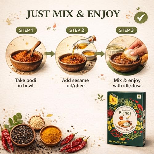 Image of 6Flavors Ullundhu Podi Powder 250g | Black Gram Podi Powder | South Indian Chutney Powder for Idli, Dosa & Rice | Protein Rich Traditional Podi Masala | No Onion No Garlic No Preservatives