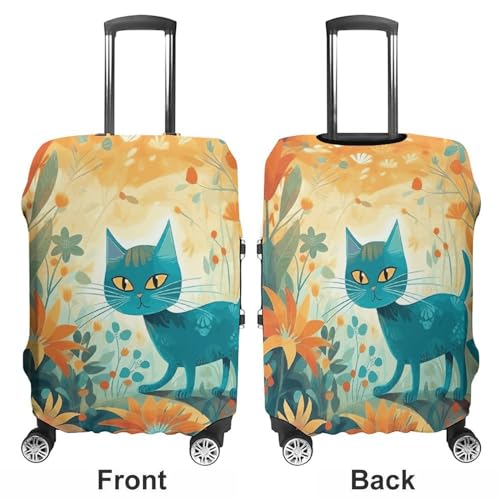Cat And Flower Luggage Cover Protector Anti-Scratch Suitcase Cover Washable Luggage Covers Fits 19-21 Inch Luggage3