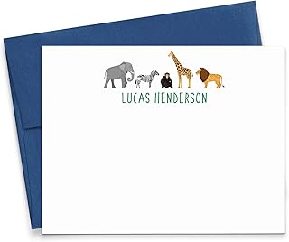 Personalized ZOO Stationary with Envelopes, Personalized Animal Note Cards for Boys or Girls, Animal Stationary Set for Girl or Boys, Animal Stationery Set, Your Choice of Colors and Quantity