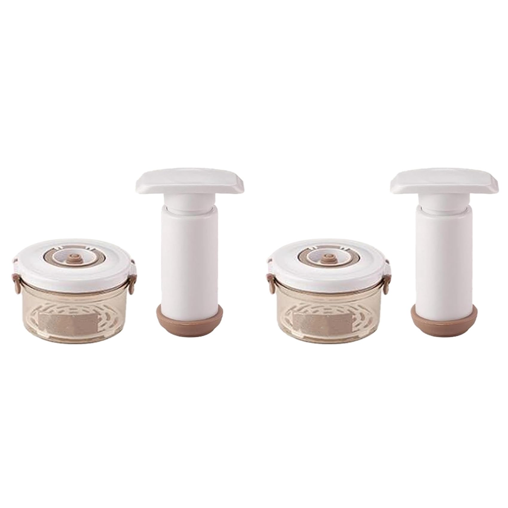Vjsujehgy 2X Vacuum Containers for Food Storage with Manual Pump, Portable Pantry Universal Vacuum Sealer 630ML