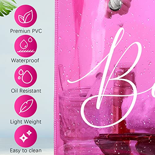 Image of Sweetude Clear Beach Tote Bag Transparent Plastic PVC Women's Large Tote Waterproof Stadium Bags for Girl Summer Pool Party(Pink)