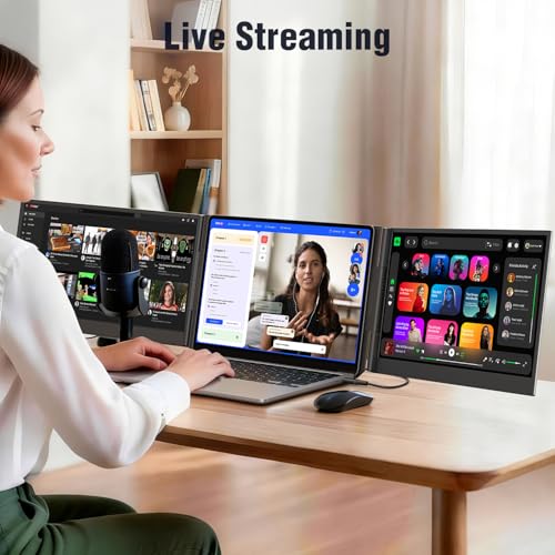 Image of APILDELLA 15.6'' Triple Laptop Screen Extender, 1080P FHD Portable Dual Monitor for Laptop USB C HDMI, Plug-Play Monitor Extender for Triple Display for Mac /Windows, Fit 13 inch-17.3 inch Laptops
