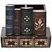 MyGift Decorative Desk Organizer Caddy, Pencil and Pen Holder with Bottom Storage Drawer and Antique Library Books Design