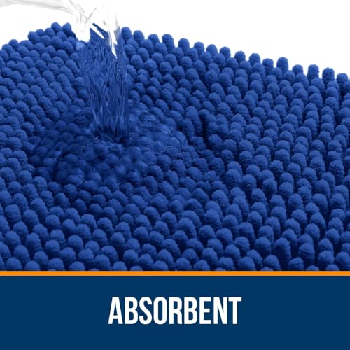 Image of OLANLY Bathroom Rugs Sets 2 Piece, Soft Absorbent Chenille Bath Mats Area Rug Set, Non-Slip, Quick Dry, Machine Washable Bath Mats for Bathroom, Home Decor Accessories (59 inchx20 inch+30 inchx20 inch, Royal Blue)