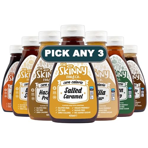 Skinny Food Co Zero Calorie Syrup 425ml | Pick Any 3 Flavours | Sugar Free Fat Free Vegan & Gluten Free | Ideal for Pancakes Desserts Porridge Yoghurt & Shakes | 3 Pack