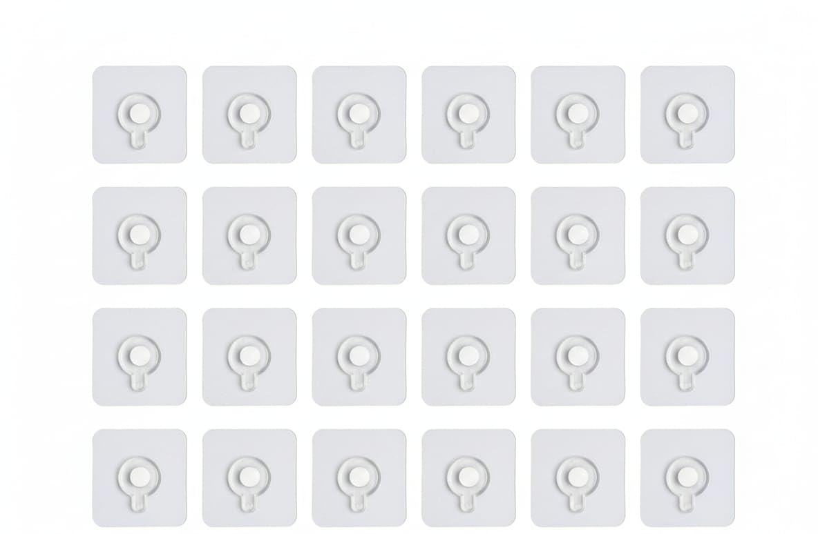 Self Adhesive Wall Hooks 20 Pcs | Heavy Duty No Drill Transparent Wall Hanger for Bathroom, Kitchen, Bedroom