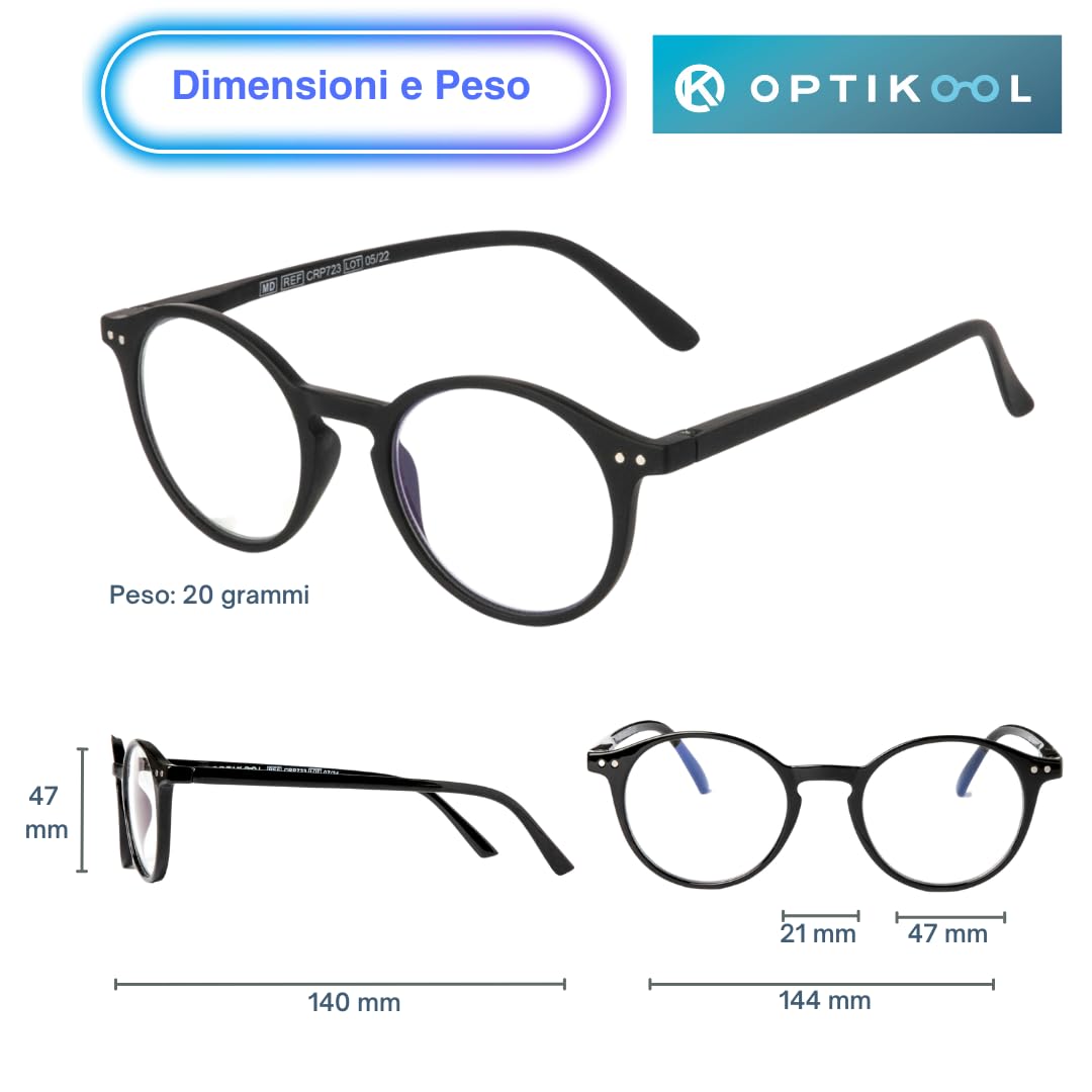occhiali luce blu - unisex - Antiriflesso, Flessibili, Leggere - occhiali anti luce blu - blue light glasses - Benessere digitale - ROTONDA.