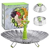 Regalo ideal: Es la bandeja perfecta para cocer al vapor alimentos como, Puede usarse para cocinar verduras al vapor, espárragos, brócoli, mariscos, arroz, albóndigas, pescado, huevos, perros calientes e incluso alimentos para bebés, et.
