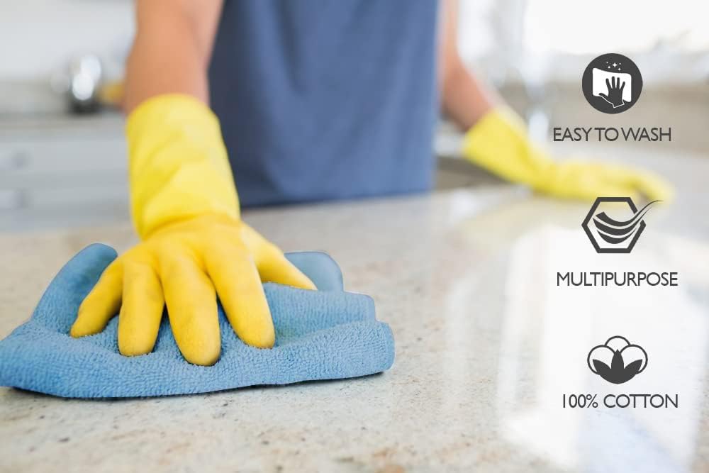 Premium Wash Cloths Pack of 12 (13" x 13") 100% Ring Spun Cotton | Luxury Washcloths | Ultra Soft Face Towels | Highly Absorbent Wash Cloths for face (Sky Blue) - Image 7