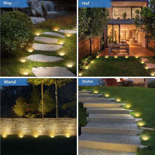 Peasur Solar Bodenleuchten Aussen, 4 Stück 8 LED Solarlampen für Außen Garten Wetterfest… – Ansicht 6