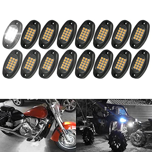 White Rock Lights,16 Pods Winunite 6000K Pure White Led Rock Lights Ip67 Waterproof Underglow Light Fender Light For Trailer Off Road Trucks Sedans Suv Atv Utv Motorcycle #TOP15