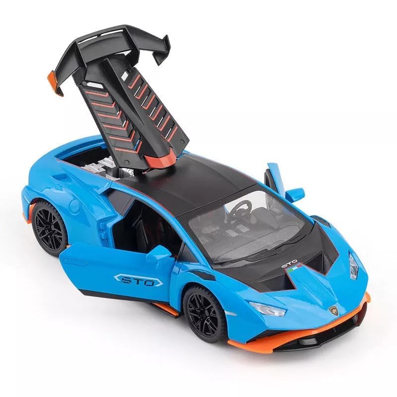 Image of VARIYA ENTERPRISE Exclusive Alloy Metal Pull Back Die-Cast Car Diecast Metal Pullback Toy Car with Openable 6 Doors,Light Music Boys Gifts Toys (1:24 Lamborghini Huracane STO-Multicolor)