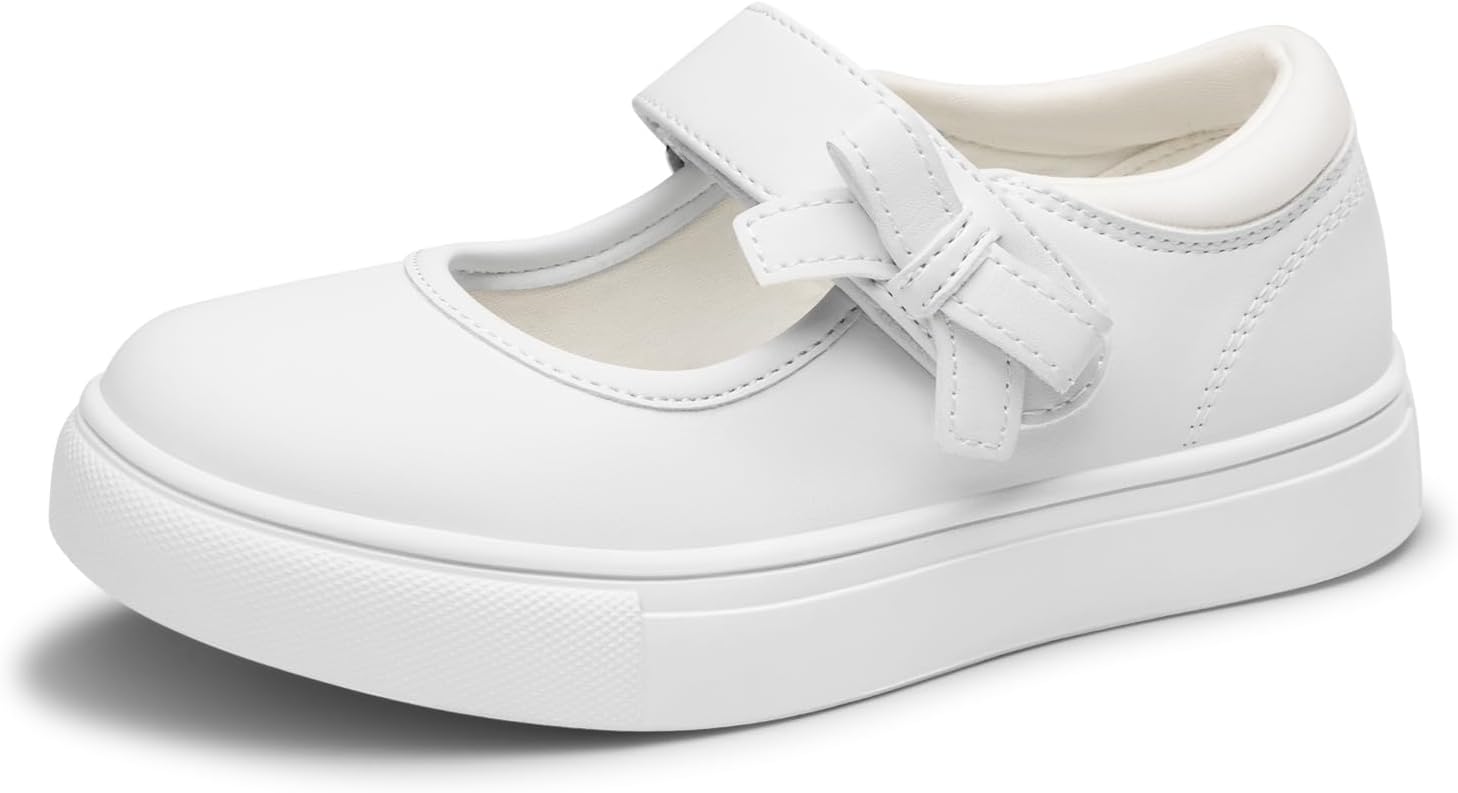 Rihero Girls Sneakers Kids School Uniform Mary Jane Shoes Casual Walking Shoes for Toddler Little Big Kids - Image 6