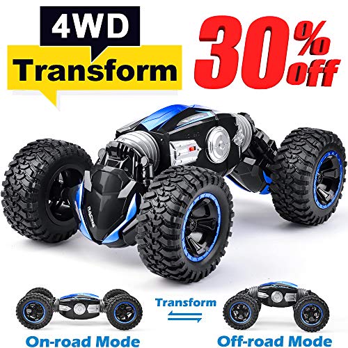 NQD RC Car Off-Road Vehicles Rock Crawler 2.4Ghz Remote Control Car Monster Truck 4WD Dual Motors Electric Racing Car, Kids Toys RTR Rechargeable Buggy Hobby Car Transform Car-Blue