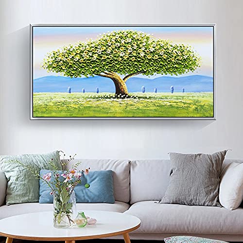 Kit diamond painting complet grand arbre vert, cadeau loisir créatif adulte