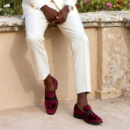 Bruno Marc Bruno Marc Men's Dress Tuxedo Shoe Slip-on Classic Patent Leather Loafers,Size 12,Red Wine,SBOX227M