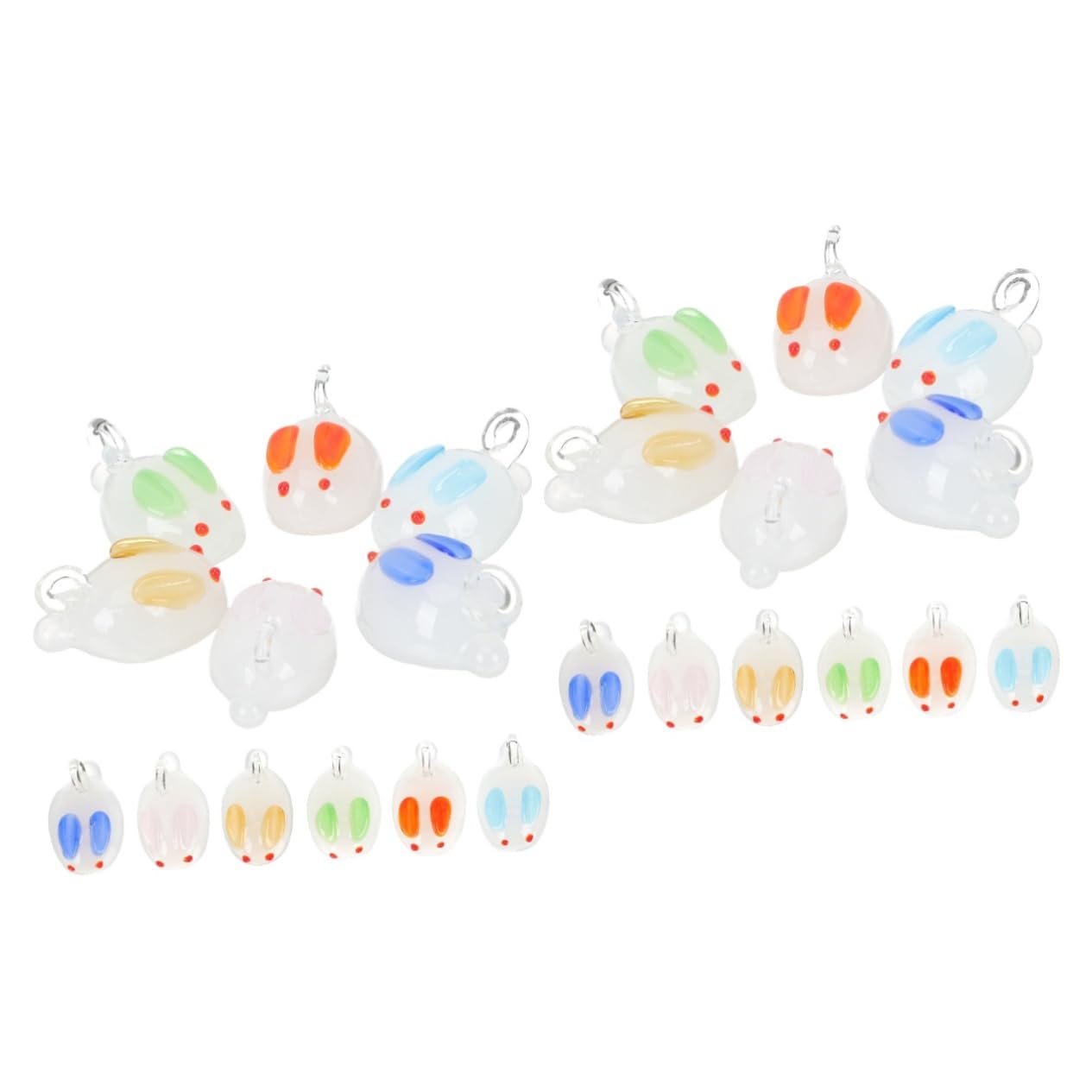30 Pcs Rabbit Glass Decoration Beaded Bracelets Japanese Decor Small Bunny Figurines Desktop Decor Tabletop Decor DIY Charm Beads Craft Beads for Handwork Desktop Rabbit Figurines