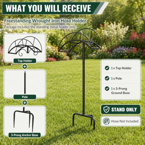 Hongshifu Freestanding Garden Hose Holder Stand – Heavy Duty Hose Hanger Stand, Outdoor Hose Organizer, Water Hose Stand Rack, Hose Butler Storage for Yard Lawn Garden（black） by Hongshifu - Used condition - Image 8