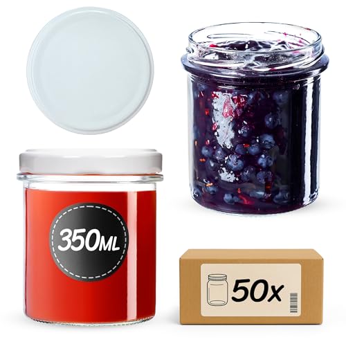 KADAX 50er Set Marmeladengläser 350ml TO82, Einmachgläser Vorratsgläser Mason Jar mit Schraubdeckel, Luftdichte Schraubgläser… – Ansicht 1