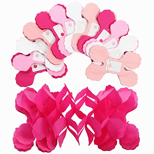 Image of Rose-Red Pink-White Party-Decorations Streamers Garland - 157Ft Four-Leaf Clover Hanging Banner,Wedding Girl Birthday Baby Bridal Shower Engagement Bachelorette Decor Hugtmr