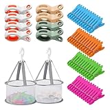 56 Piezas Pinzas Ropa, 2 Piezas Cesta Pinzas Ropa, Toalla Playa, Grandes Sujetar, para Tumbonas, Sillas, Cama