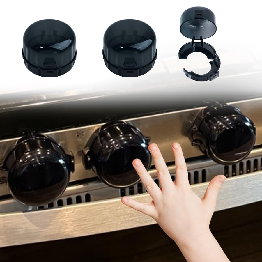 Stove Knob Safety Covers & Gas Stove Knob Locks - Childproof Oven Lock 5 Pack, Heat-Resistant ABS Stove Locks Child Safety Universal Fit Knob Covers