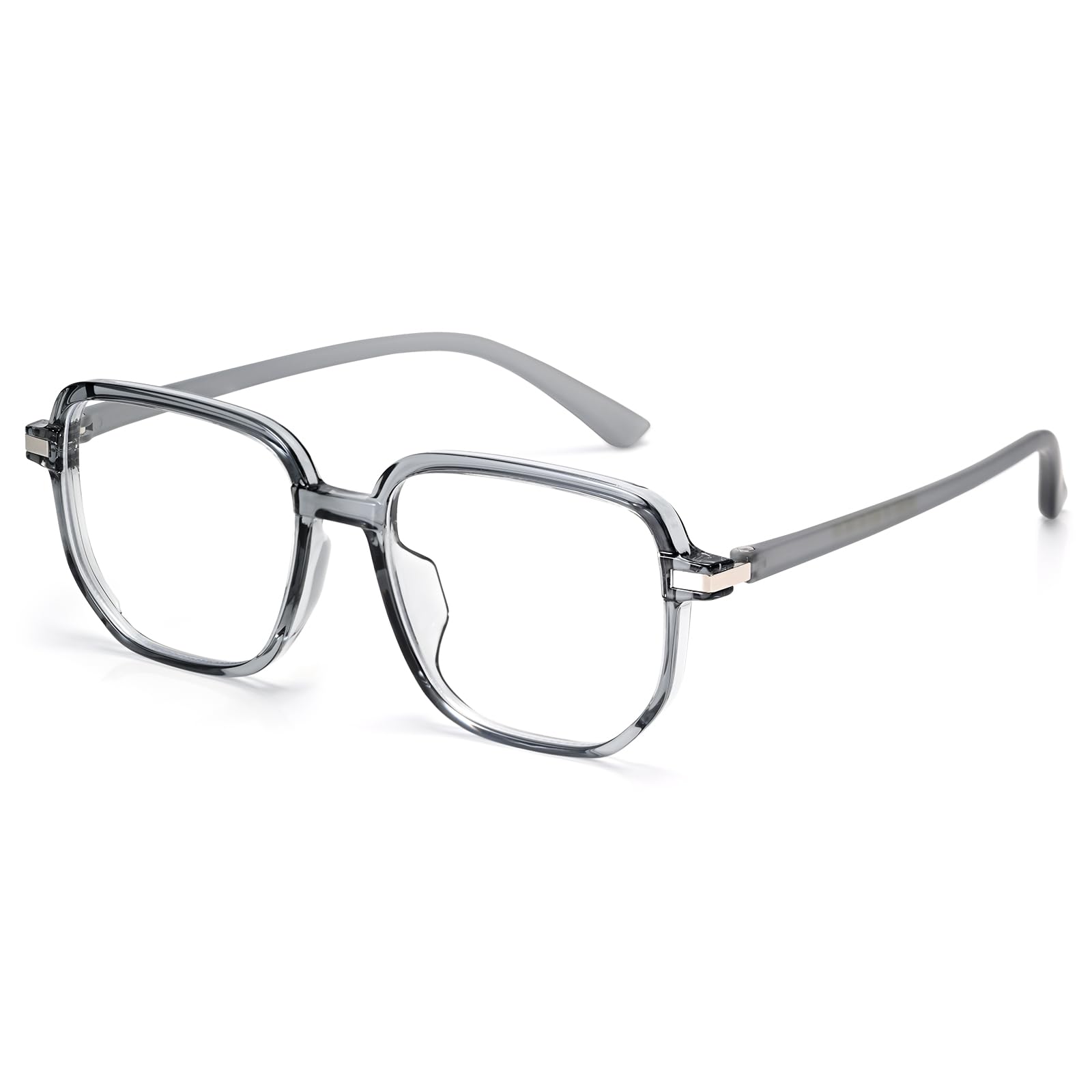 Dollger Blue light Glasses for Women Men Oversize Square Computer Screen Blue light Blocking Eyeglasses TR90 Frame Gray