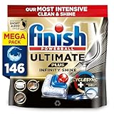 Finish Dishwasher Tablet, Ultimate Plus Infinity Shine, 146 Tabs (73 x 2pck), Fresh Scent, Tough on Grease, Our Most Intensive Clean & Shine, Effective for Short Eco Cycle