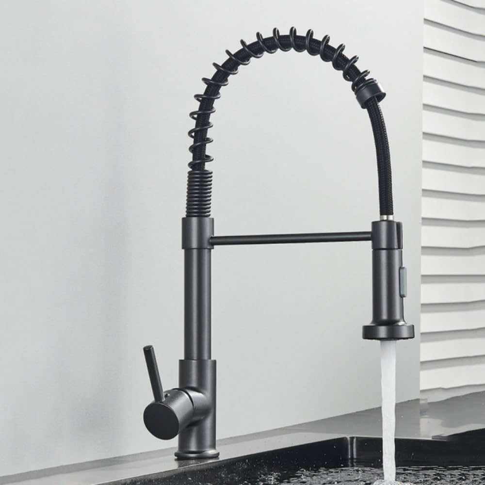 Robinet de cuisine rotatif mitigeur gris pistolet pour résoudre le manque d'espace
