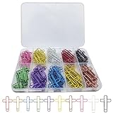 100 Pcs Colored Cross Paper Clips Assorted Colorful Coated Paperclips for Christian Journaling Supplies and Everyday Use