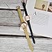 BISONSTRAP Watch Straps for Women, Crocodile Pattern Leather Thin Watch Replacement Bands,16mm, Black with Gold Buckle