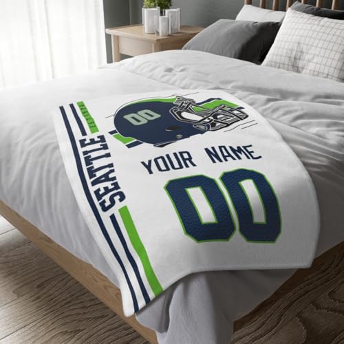 Image of Seattle Throw Blanket Custom Name and Number Personalized Gifts for Men and Women
