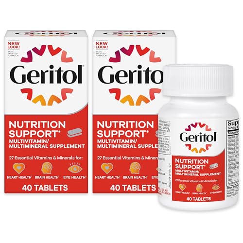 Geritol Multivitamin Supplement Contains B-Vitamins Antioxidants Vitamins C E & D and Iron 27 Essential Vitamins and Minerals Gluten-Free Non-GMO No Artificial Sweeteners 40 Tablets 2 Pack