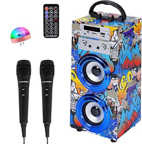 Party Light & Sound - Pluton - Enceinte, Baffle de 2 x 8/20cm de 300W sur Batterie Rechargeable - Effet Lumineux - 1 Micro Filaire et 1 télécommande - Bluetooth, USB, Micro SD et TWS - Noir