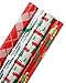American Greetings Reversible Christmas Wrapping Paper Rolls, Silver and Red Holiday Gift Wrap (120 sq. ft., 4 Rolls-30 in. x 12 ft.) Little Red Truck Hauling a Christmas Tree, Reindeer, Plaid