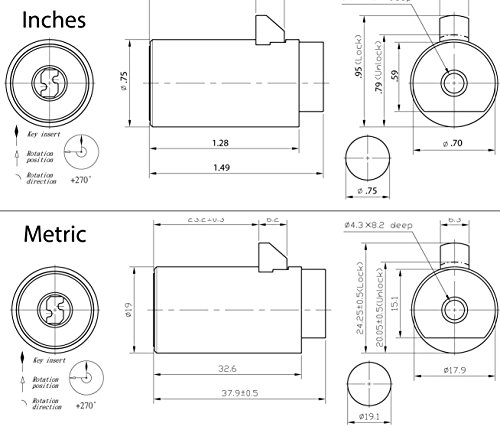 FJM Security 8501B-KA European Style Vending Machine Lock with Chrome Finish, Keyed Alike (MEI-8501) - Thumbnail 4