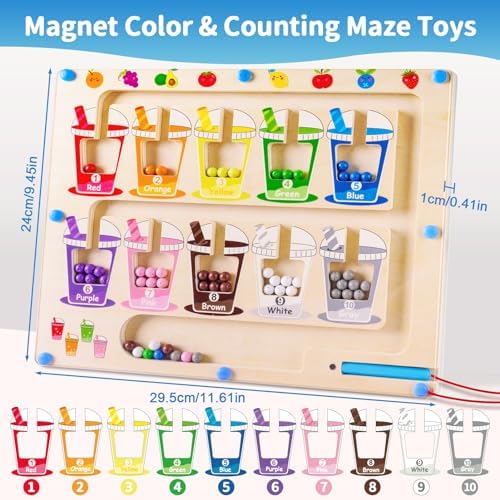 Toddler Montessori Magnetic Color & Number Maze Toys, Wooden Kids Busy Board Games Toys, Preschool Learning Activities Classroom Must Haves Travel Toys Birthday Gifts for 1 2 3 4 5 Year Old Boys Girls 2 51P0Yd16eTL. AC