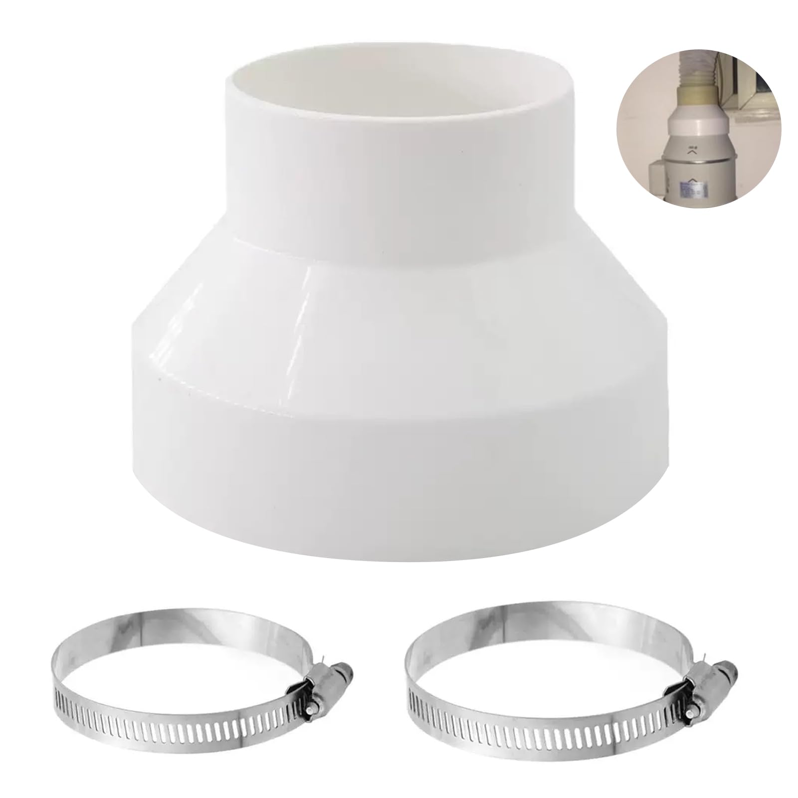 Réducteur de conduit de 150 mm à 100 mm, coupleur de réduction de conduit rond avec colliers de serrage en acier inoxydable (91-114 mm, 141-165 mm) pour ventilateurs d'extracteur, hotte aspirante