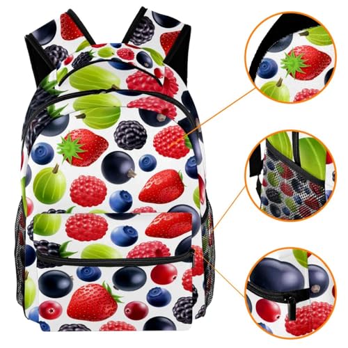 Sac à dos d'école multicolore myrtilles grand format pour adolescents
