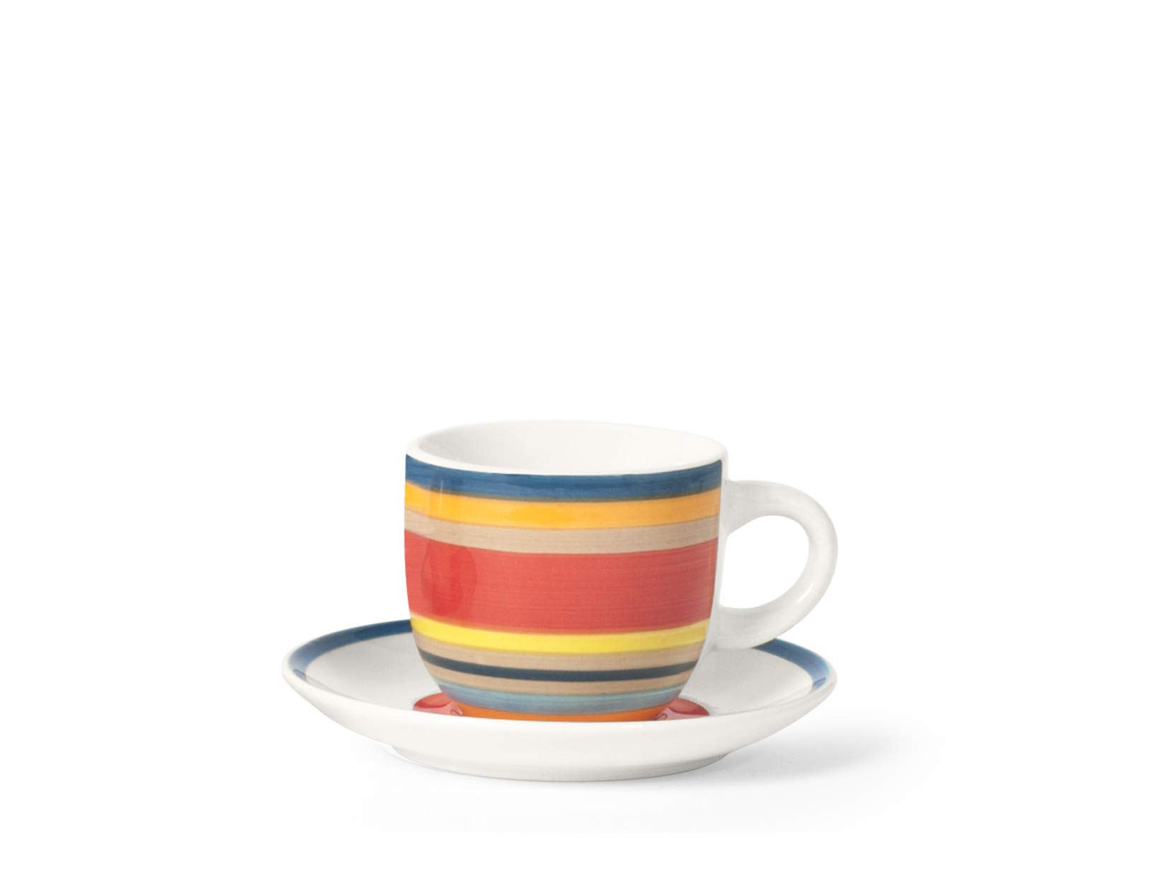 Home 100 Righe Set 6 Tazze Caffè, con Piattino, Stoneware, cc95