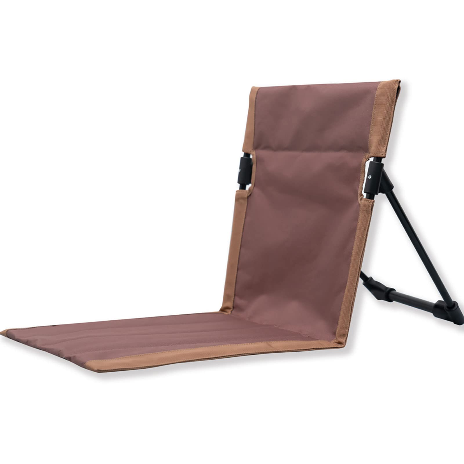 Lazy Person Folding Lounger Lightweight Outdoor Sun Lounger Seats Sturdy Triangular Structure Picnic Sun Lounger Backrest with Storage Bag Brown