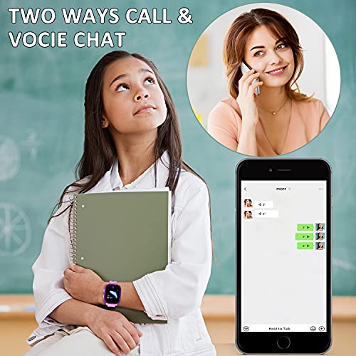 Kids Smart Watch, 4G WiFi GPS LBS Tracker SOS Emergency Call Video Chat Children Smartwatches, IP67 Waterproof Phone Watch for Age 4-12 Boys Girls Gifts (Purple, T5, Cartoon Style)3