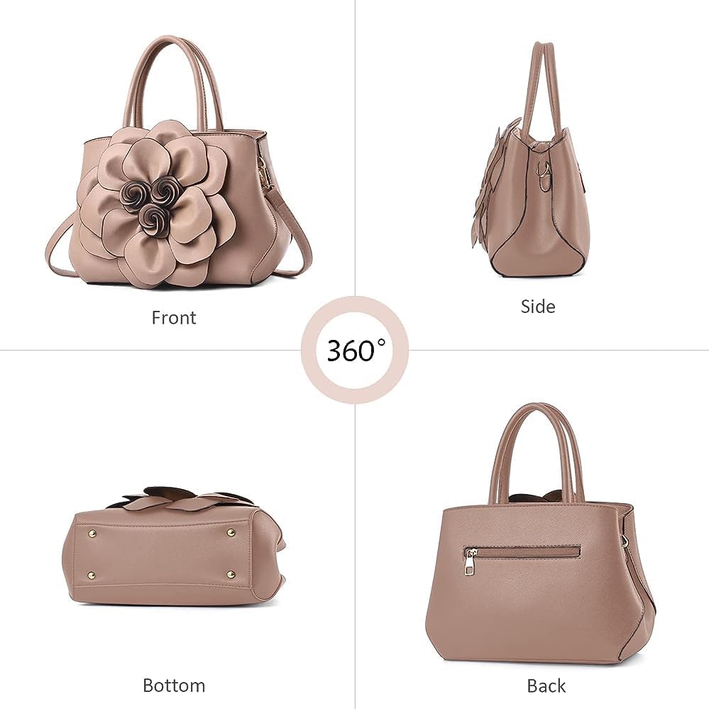 Miniatura 4 de Cayla Bolsos de mano florales 3D para mujer, bolso de mano con asa superior, de piel sintética, bolso de hombro, bandolera, bolso de noche para mujer