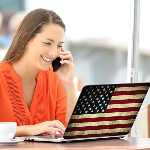 Image of Galaxsia Grunge USA Flag Top+Wrist Pad Vinyl Laptop Skin /Sticker /Cover Upto 15.6 Inches Laptops Laminated-Removable-HD Quality Compatible for Hp-Dell-Sony-Lenovo-Asus etc.(15x10 Inches)