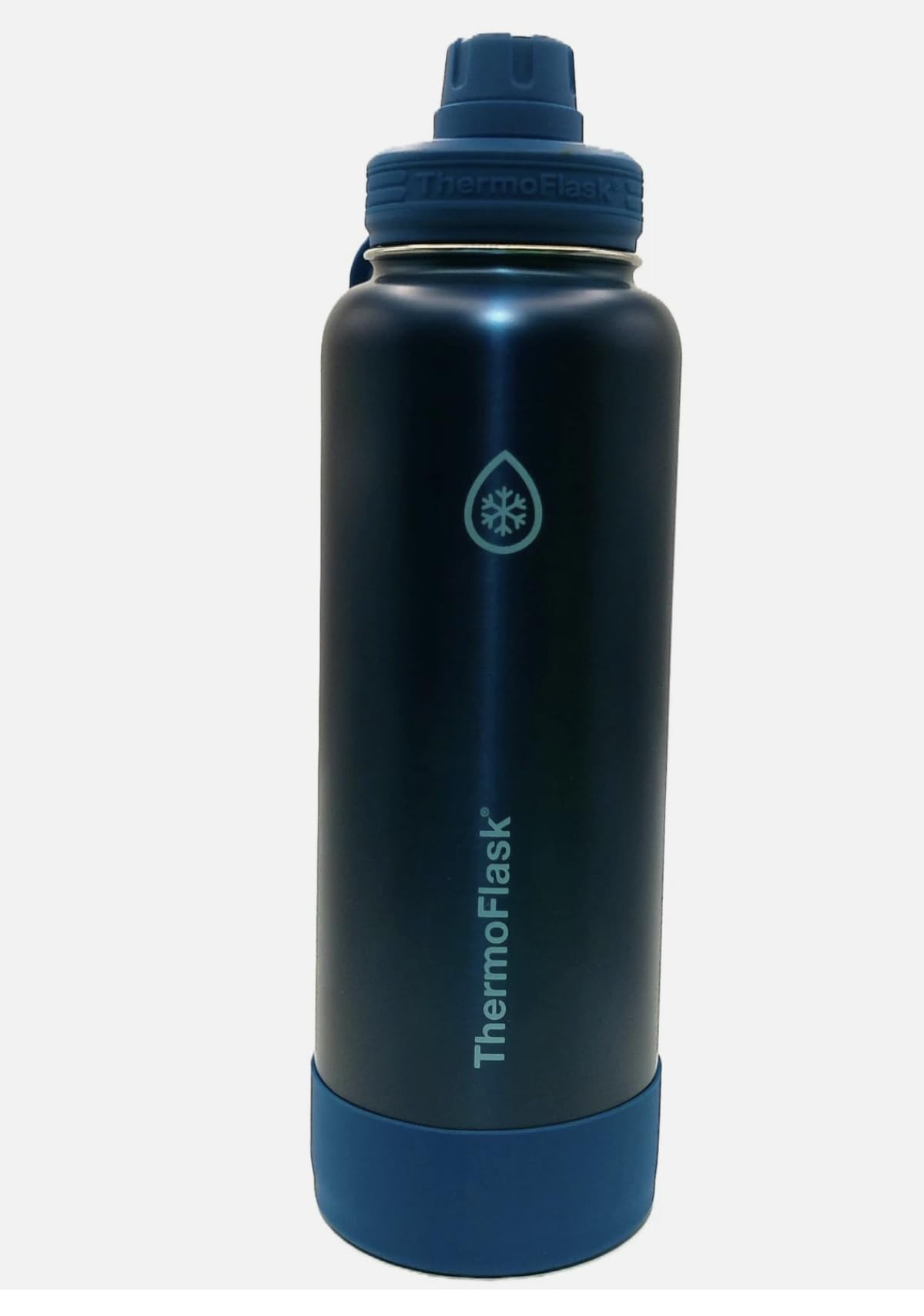 ThermoFlask Botella de agua de acero inoxidable, 40 onzas, paquete de 2 (plateado/azul cepillado)
