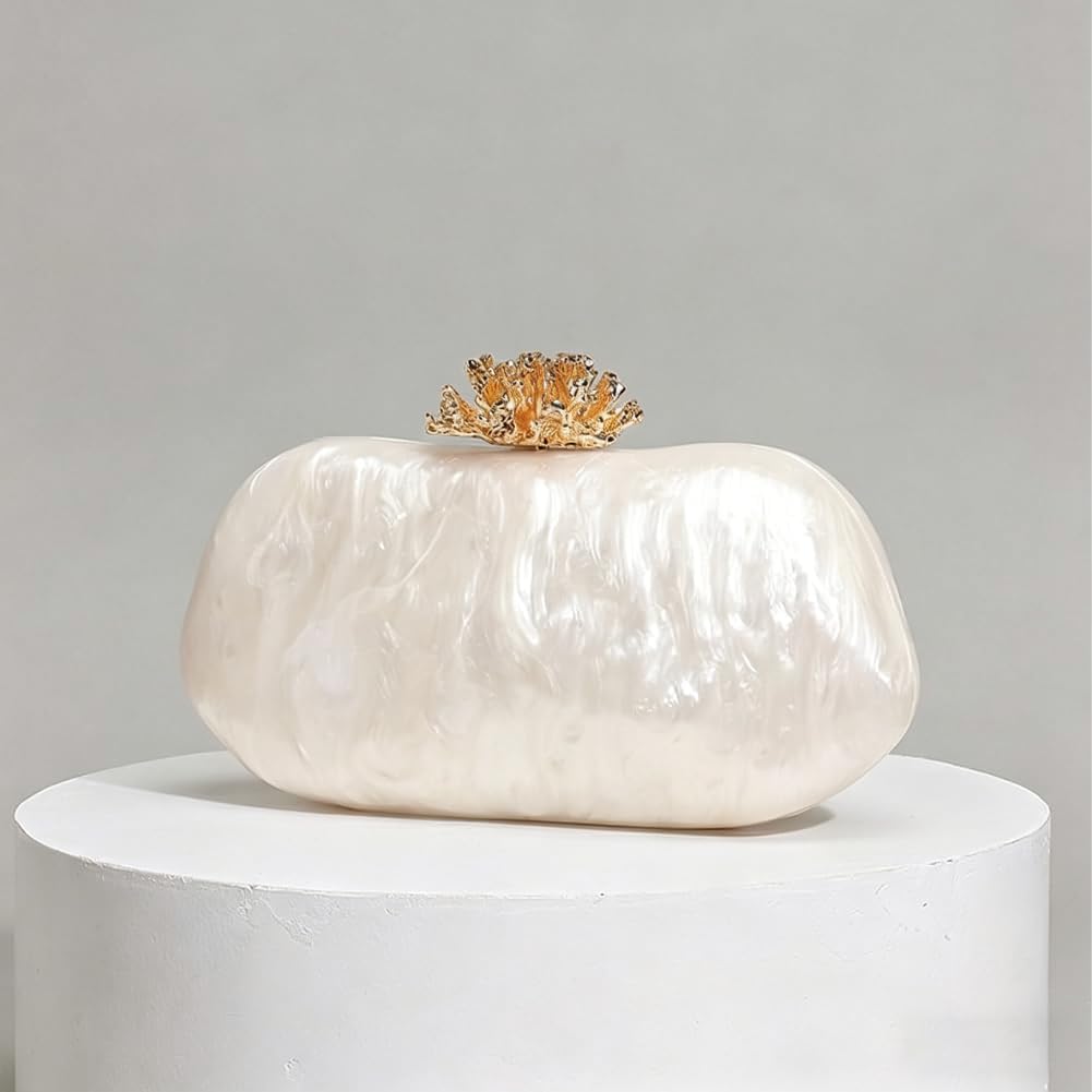 Acrylic Flower Clutch Purse for Women Acrylic Evening Handbag Vintage Marble Crossbody Purse for Wedding Party Prom