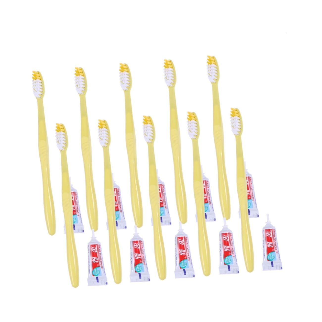 BCOATH 10Pcs Disposable Travel Toothbrush and Toothpaste Kit Mixed Colors for Hotels Convenient Essentials for Guests for Go Oral Care